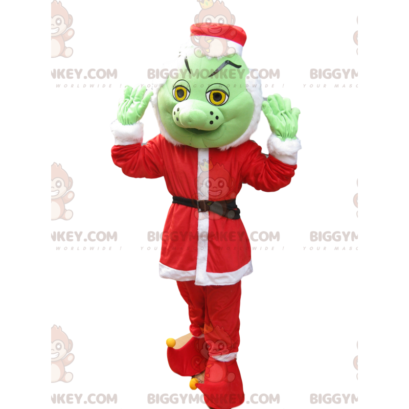 Costume de mascotte BIGGYMONKEY™ du Grinch en tenue du Père Costume de mascotte BIGGYMONKEY™ du Grinch en tenue du Père