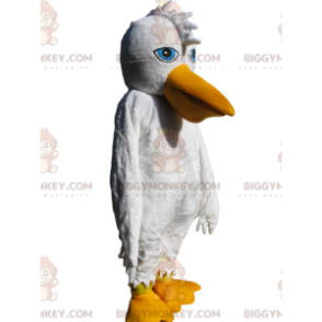 Pelikaani BIGGYMONKEY™ maskottiasu, jossa on pöyhkeä ja kauniit siniset silmät - Lintu maskotti - BiggyMonkey.com