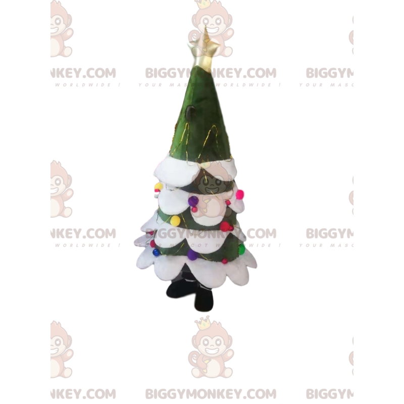 BIGGYMONKEY™ Christmas tree mascot costume with gold star and BIGGYMONKEY™ Christmas tree mascot costume with gold star and