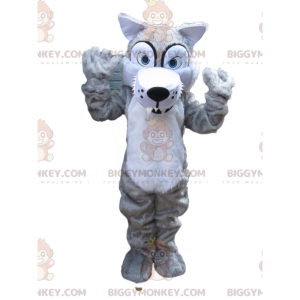 Στολή μασκότ Scary Grey Wolf With Big Teeth BIGGYMONKEY™ -