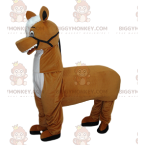 Braunes und weißes Pferd BIGGYMONKEY™ Maskottchenkostüm.
