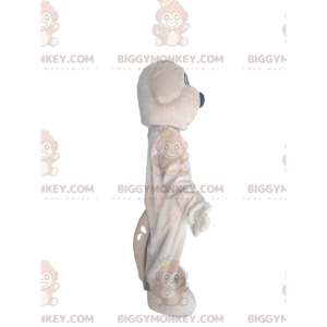 Μασκότ BIGGYMONKEY™ Λευκός σκύλος με μεγάλο μαύρο ρύγχος -