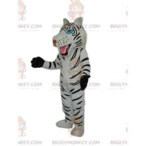 Traje de mascote BIGGYMONKEY™ Tigre Branco com Lindos Olhos