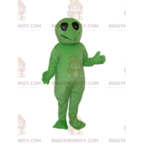 BIGGYMONKEY™ μασκότ στολή Πράσινη εξωγήινη με μαύρα μάτια -