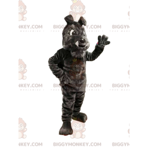 Costume de mascotte BIGGYMONKEY™ de bull-dog gris foncé avec de