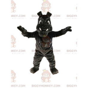 BIGGYMONKEY™ Mascot Costume Dark Gray Bulldog With Big Fangs -
