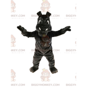 BIGGYMONKEY™ Mascot Costume Dark Gray Bulldog With Big Fangs –