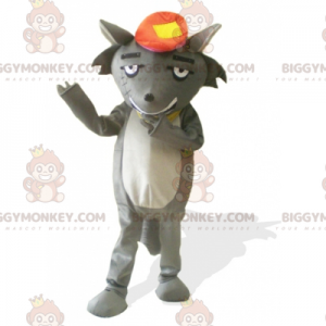 Fato de mascote de desenho animado famoso gato cinza