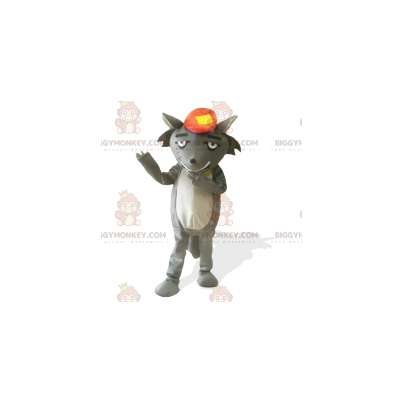 Fato de mascote de desenho animado famoso gato cinza