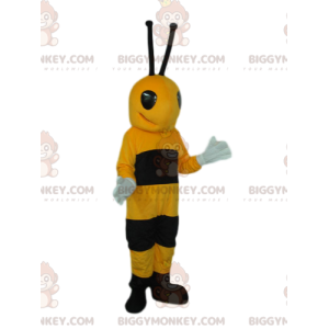 Costume de mascotte BIGGYMONKEY™ d'abeille noir et jaune très