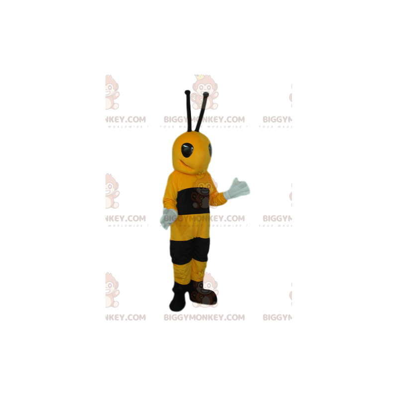 Costume de mascotte BIGGYMONKEY™ d'abeille noir et jaune très