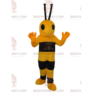 Costume de mascotte BIGGYMONKEY™ d'abeille noir et jaune très