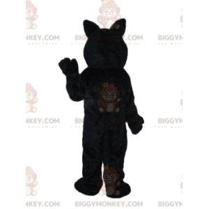 BIGGYMONKEY™ Maskottchenkostüm Schwarz-weißer Wolf mit blauen
