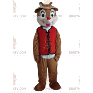 Lille egern BIGGYMONKEY™ maskotkostume med rød vest og hat -