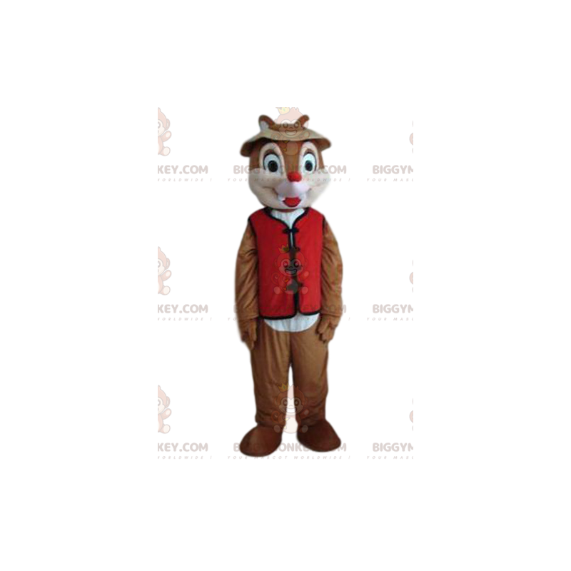 Little Squirrel BIGGYMONKEY™ Mascot Costume with Red Vest and