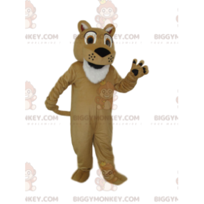 Very Enthusiastic Beige Lion BIGGYMONKEY™ Mascot Costume –