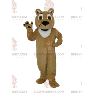 Very Enthusiastic Beige Lion BIGGYMONKEY™ Mascot Costume -