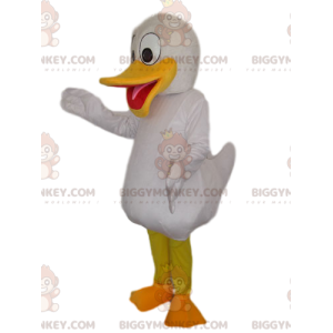 BIGGYMONKEY™ Mascot Costume White Duck With Big Yellow Beak -