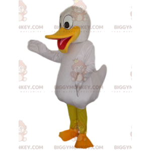 Traje de mascote BIGGYMONKEY™ Pato branco com grande bico
