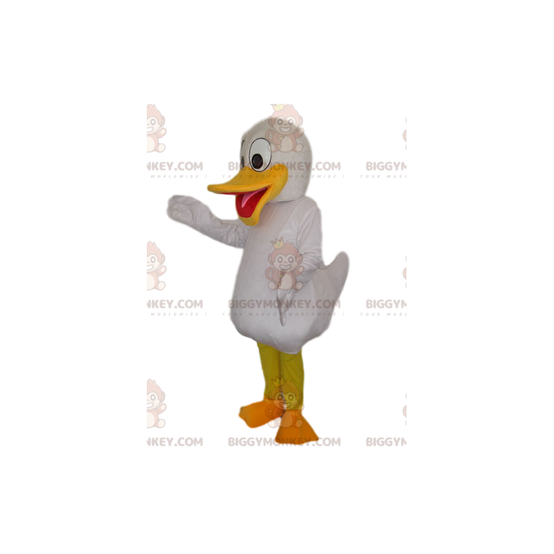 BIGGYMONKEY™ Mascot Costume White Duck With Big Yellow Beak -