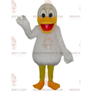 BIGGYMONKEY™ Mascot Costume White Duck With Big Yellow Beak –