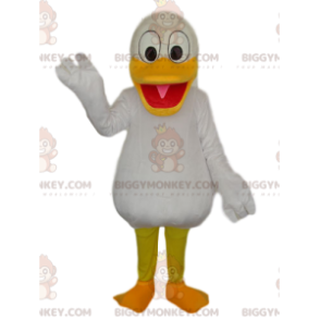 BIGGYMONKEY™ Mascot Costume White Duck With Big Yellow Beak -
