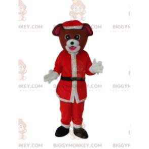 Ruskea koiran BIGGYMONKEY™ maskottiasu joulupukin asulla - Koiran maskotit - BIGGYMONKEY_014284 - BiggyMonkey.com