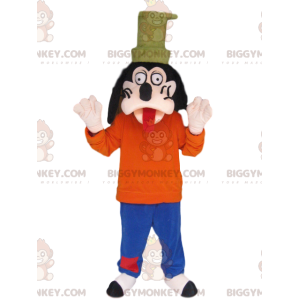 Disfraz de mascota Goofy BIGGYMONKEY™ sacando la lengua.