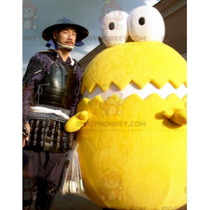 BIGGYMONKEY™ Mascot Costume Yellow and White Giant Egg with Big