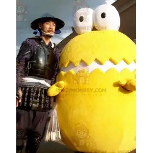 BIGGYMONKEY™ Mascot Costume Yellow and White Giant Egg with Big