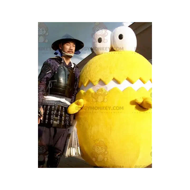 BIGGYMONKEY™ Mascot Costume Yellow and White Giant Egg with Big BIGGYMONKEY™ Mascot Costume Yellow and White Giant Egg with Big