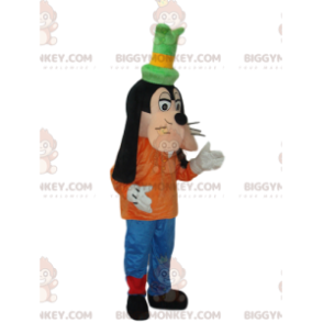 Goofy BIGGYMONKEY™ mascot costume with green top hat. -