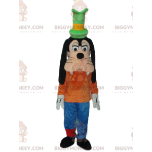 Goofy BIGGYMONKEY™ mascot costume with green top hat. -