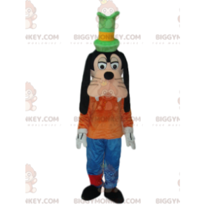 Goofy BIGGYMONKEY™ mascot costume with green top hat. -