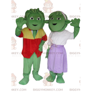 Duo de Costume de mascotte BIGGYMONKEY™ de créatures vertes