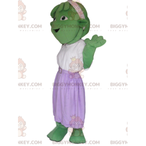 Costume de mascotte BIGGYMONKEY™ de créature verte avec une