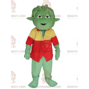 Green Creature BIGGYMONKEY™ maskottiasu punaisella ja