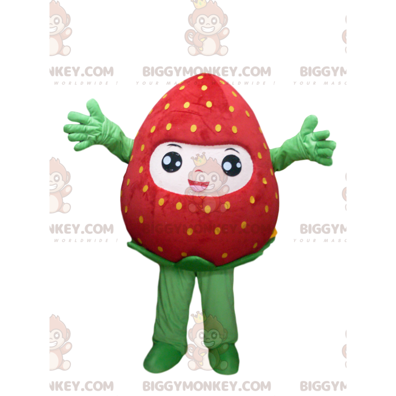 Kostium Maskotka Bardzo Wesoła Truskawka BIGGYMONKEY™. kostium Kostium Maskotka Bardzo Wesoła Truskawka BIGGYMONKEY™. kostium