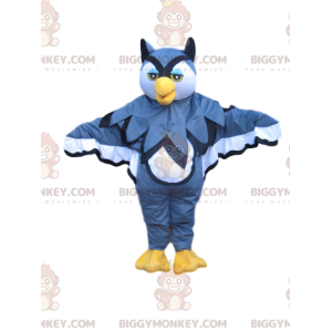 Disfraz de mascota BIGGYMONKEY™ de búhos azules y blancos.