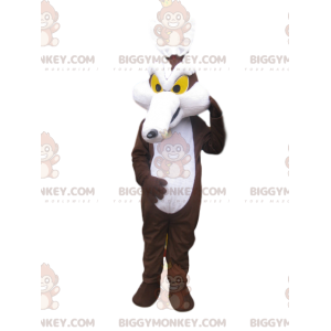 Brun och vit Coyote BIGGYMONKEY™ maskotdräkt. prärievarg kostym