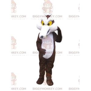 Καφέ και Λευκή Στολή Μασκότ BIGGYMONKEY™ Coyote. στολή κογιότ - Μασκότ διάσημων χαρακτήρων - BiggyMonkey.com