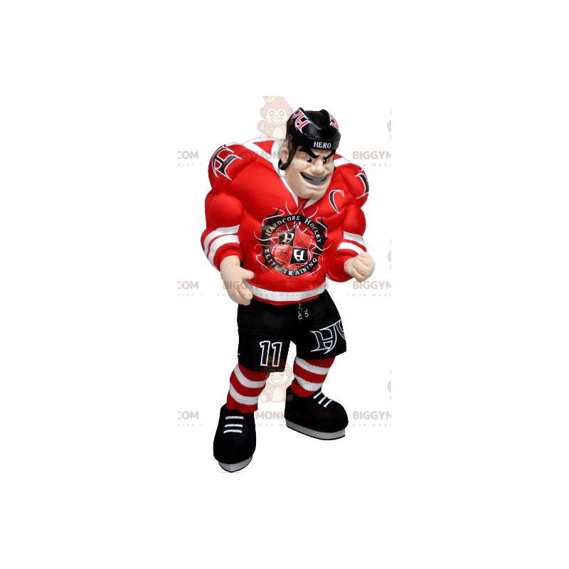 Sehr muskulöser Eishockeyspieler BIGGYMONKEY™ Maskottchenkostüm Sehr muskulöser Eishockeyspieler BIGGYMONKEY™ Maskottchenkostüm