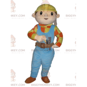 Handyman BIGGYMONKEY™ mascottekostuum met blauwe overall en