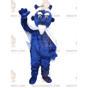 Kostým maskota BIGGYMONKEY™ Modrý skřet s bílou kozí bradkou –