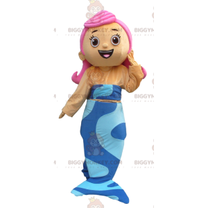 Mermaid BIGGYMONKEY™ Mascot Costume with Blue Tail and Pink
