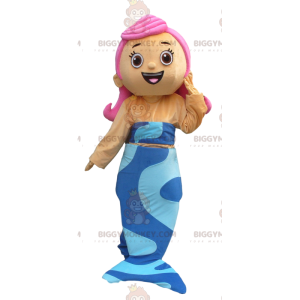 Κοστούμι μασκότ Mermaid BIGGYMONKEY™ με μπλε ουρά και ροζ μαλλιά - Μη ταξινομημένες μασκότ - BiggyMonkey.com