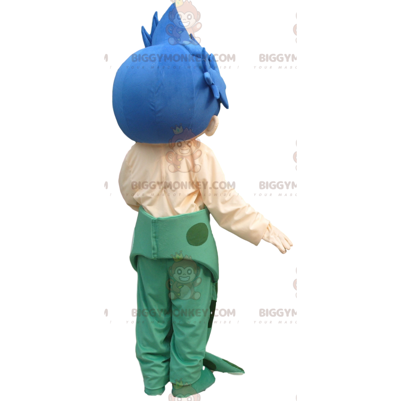 Merenneitomiehen BIGGYMONKEY™ maskottiasu, jossa on sininen Merenneitomiehen BIGGYMONKEY™ maskottiasu, jossa on sininen