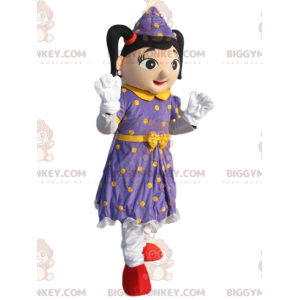 Fairy BIGGYMONKEY™ Maskottchenkostüm mit lila Kleid mit gelben