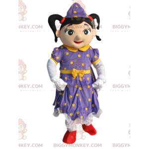 Fairy BIGGYMONKEY™ maskotkostume med lilla kjole med gule prikker - Fairy Mascots - BIGGYMONKEY_014313 - BiggyMonkey.com