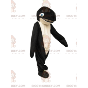 Traje de mascote BIGGYMONKEY™ de orca preta e branca com olhos azuis - Mascotes de peixe - BIGGYMONKEY_014314 - BiggyMonkey.com